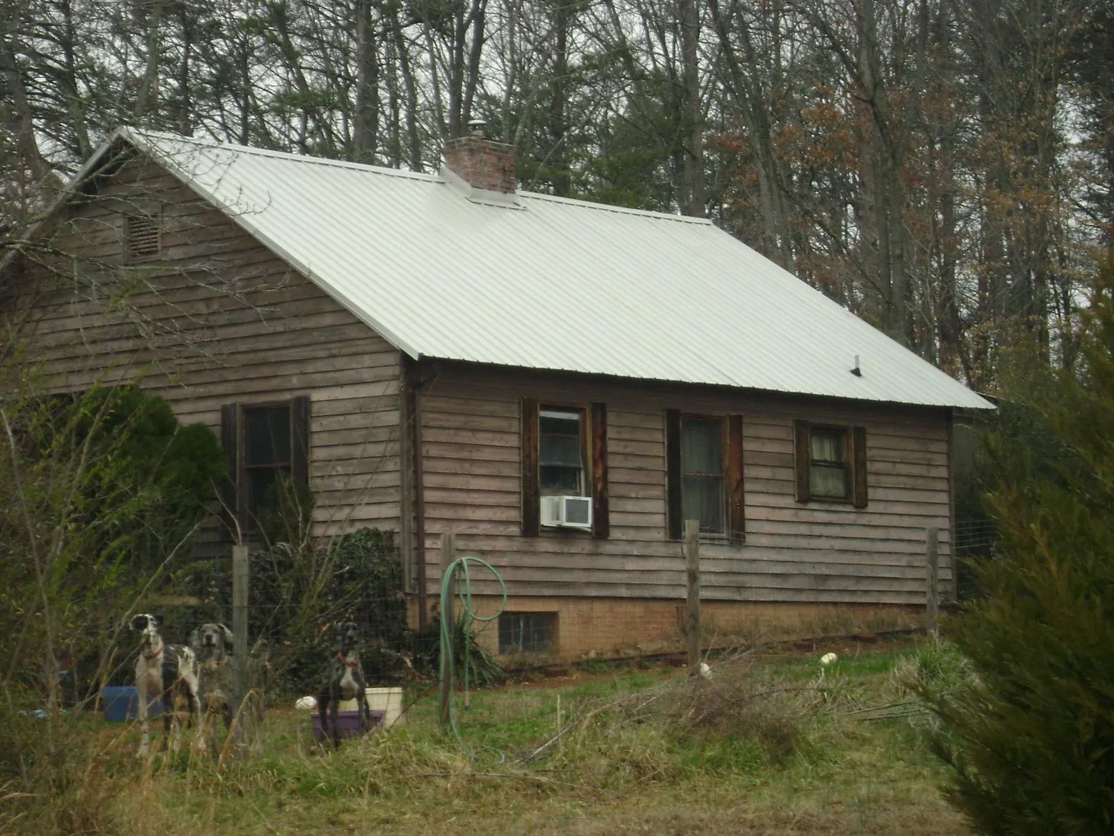 White metal roof on an old wood sided farmhouse, from a Asphalt Shingle Roof Repair job in Bridgehampton